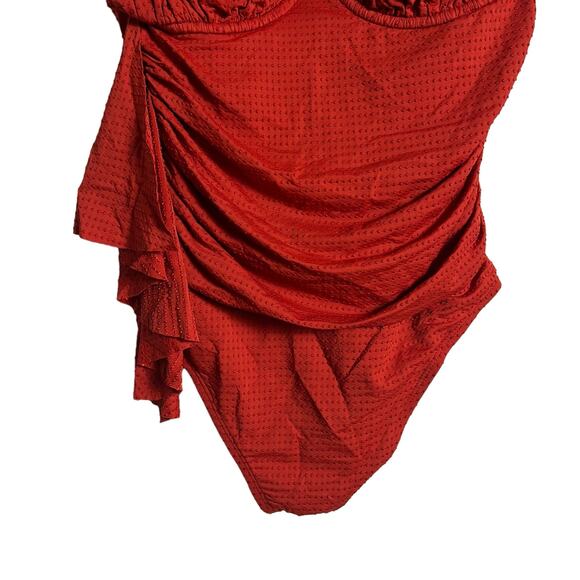 Rhode for Target Embossed Dot Ruffle Red One Piece Swimsuit Size XL - Picture 7 of 13